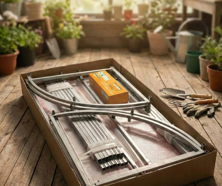 Парник Хлебница 2м в упаковке + обогреватель тепличный 200 Вт (розетка) + комплект поликарбоната